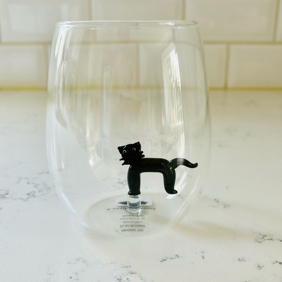 Anthropologie Eerie Cat 🐈‍⬛ Stemless Wine Glass - Picture 4 of 13